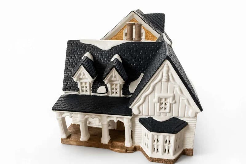 Victorian-style porcelain miniature house collectible display piece