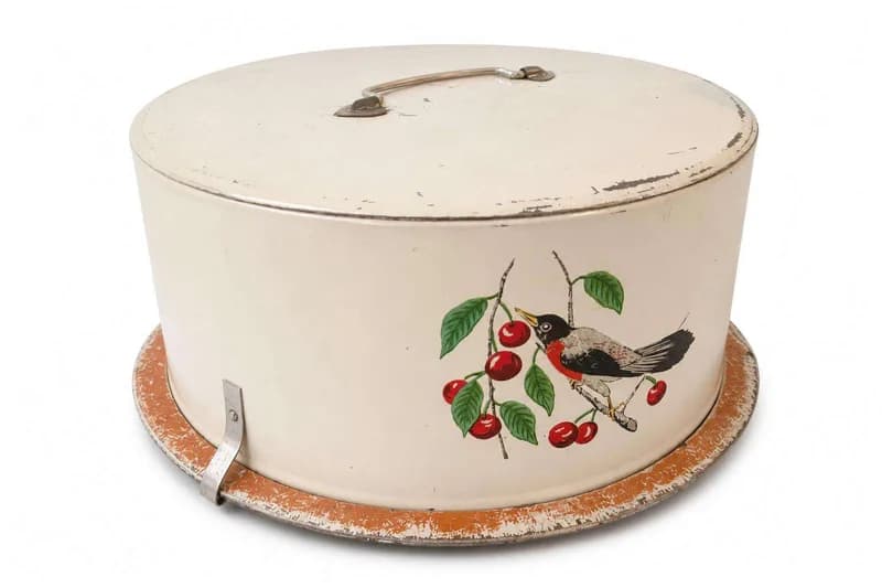 Maid of Honor Birds Berries Vintage Metal Cake Carrier