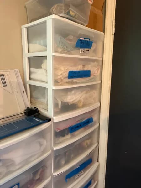 White plastic 6-drawer storage tower