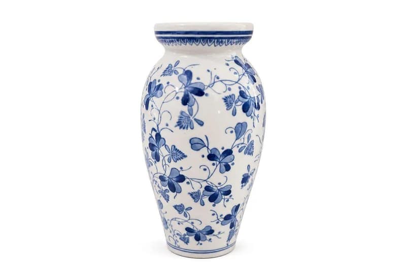 Blue and White Floral Porcelain Vase