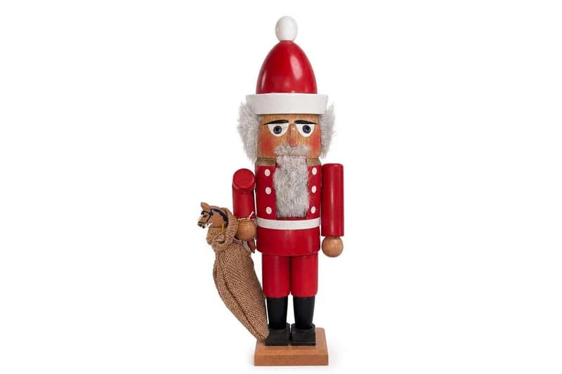 Wooden Santa Claus Nutcracker Figure with Burlap Sack