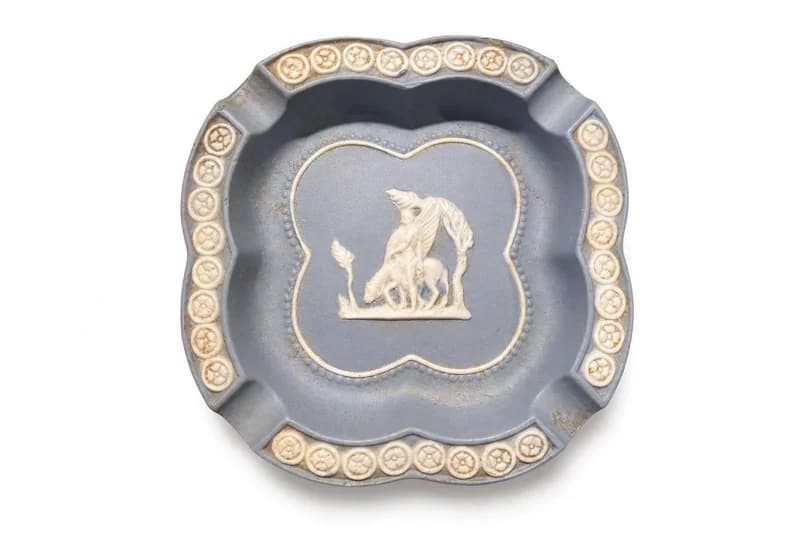 Wedgwood Blue Jasperware Horse Relief Clover Ashtray / Trinket Dish
