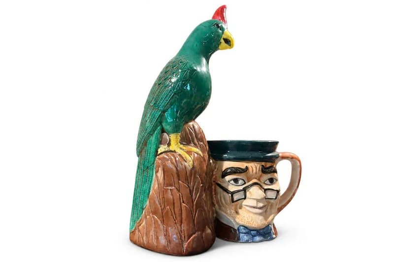 Ceramic figural parrot tiki mug with face handle