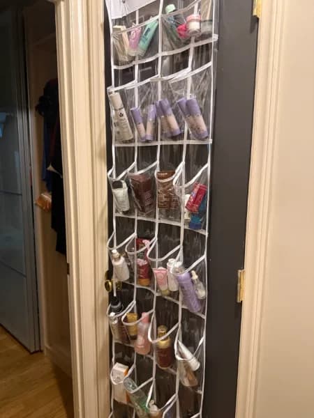Clear-Pocket Over-the-Door Hanging Toiletry Organizer
